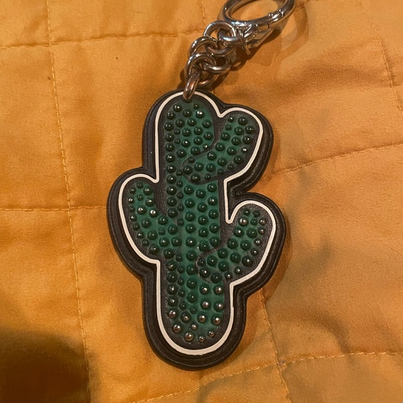 Coach Accessories - Coach Green Cactus Studded Keychain Key & Card Holder Charm